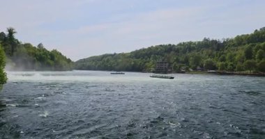 Ormanda güzel bir şelale Rheinfall 8k ultra hd