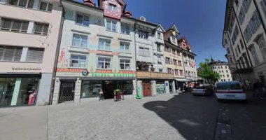 St Gallen, İsviçre - Haziran 29, 2017: St. Gallen caddeleri ve binaları, İsviçre ultra hd.