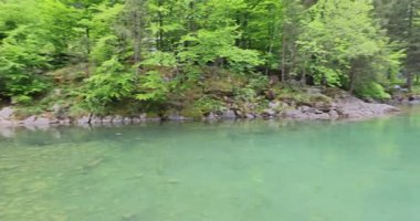 Dağlardaki güzel göl manzarası Seealpsee İsviçre