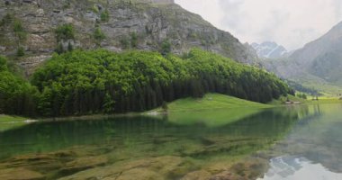 Seealpsee dağlarının güzel manzarası