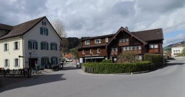 Appenzel İsviçre 'nin güzel tarihi mimarisinin manzarası