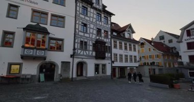 Eski şehrin manzarası İsviçre 'deki St. Gallen