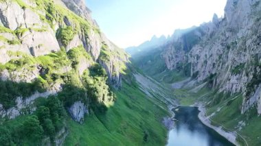 Güzel yaz dağı manzarası Flensee Gölü