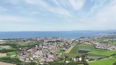 İsviçre Bodensee şehrinin hava görüntüsü 