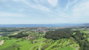 İsviçre Bodensee şehrinin hava görüntüsü 