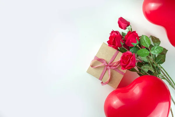 San Valentino Dolce Vacanza Sfondo Con Palloncini Forma Cuore Rosso — Foto Stock