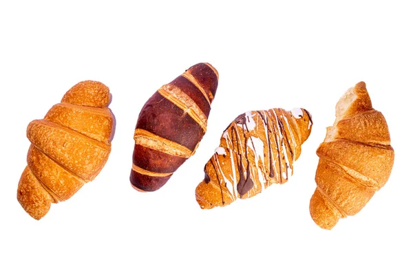 Nybakade Croissanter Isolerade Transparent Vit Bakgrund — Stockfoto