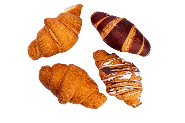 Nybakade Croissanter Isolerade Transparent Vit Bakgrund — Stockfoto