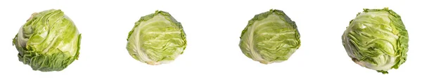 Green Cabbage Isolated Set Fresh Cabbages Transparent White Background — Stock Photo, Image
