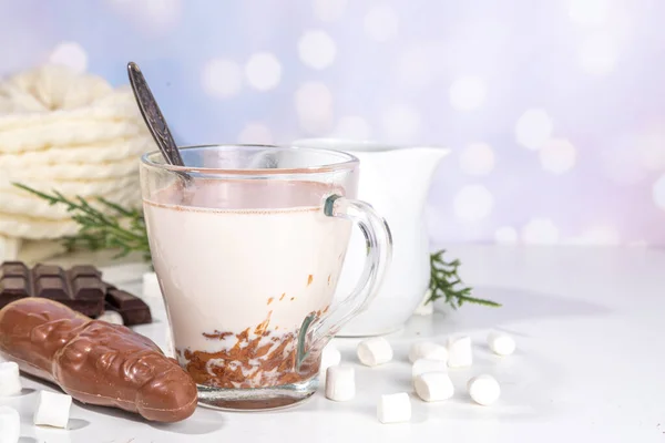 Haciendo Invierno Bebida Cacao Caliente Preparación Divertida Navidad Chocolate Caliente — Foto de Stock