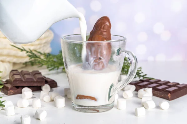 Faire Hiver Boisson Cacao Chaud Préparation Drôle Chocolat Chaud Noël — Photo