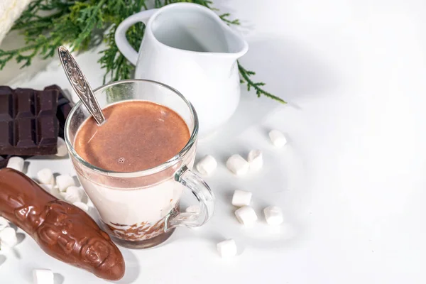 Κάνοντας Χειμώνα Ζεστό Ρόφημα Κακάο Προετοιμασία Αστείο Χριστούγεννα Ζεστή Σοκολάτα — Φωτογραφία Αρχείου