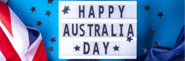 Australia Day Greeting Card Background Australian Flag Silver Stars Lightbox — Stock Photo, Image