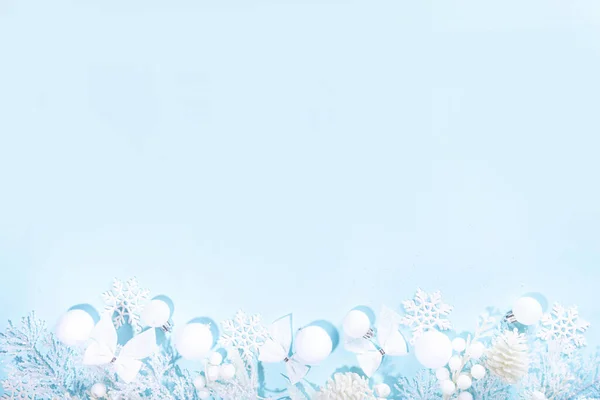 Bianco Blu Sfondo Natale Bianco Concetto Natale Buon Natale Capodanno — Foto Stock