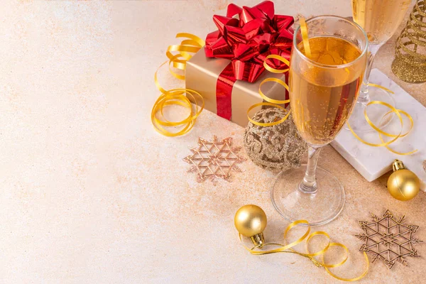 Champagne Pour Fête Nouvel Noel Noël Fond Carte Voeux Nouvel — Photo