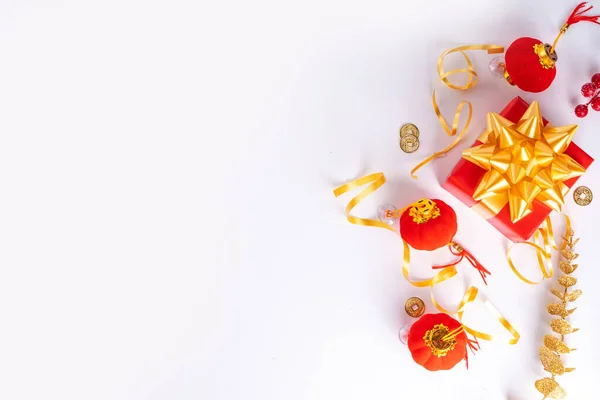 Chinees Nieuwjaar Witte Achtergrond Maan Nieuwjaar Wenskaart Met Traditionele Festival — Stockfoto