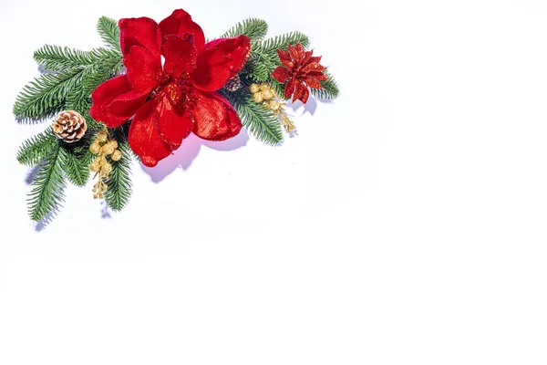 Bianco Natale Semplice Capodanno Vacanze Sfondo Con Rami Albero Natale — Foto Stock