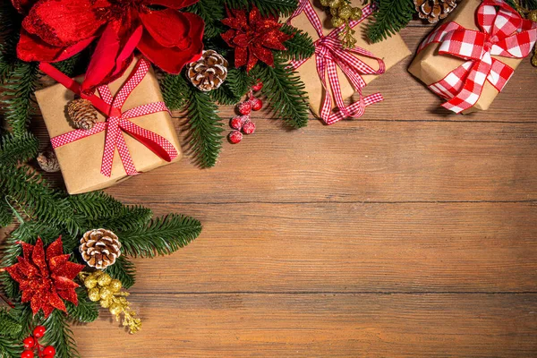 Navidad Tradicional Fondo Vacaciones Año Nuevo Con Ramas Árbol Navidad —  Fotos de Stock