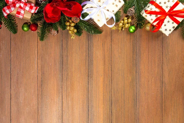 Natal Tradicional Fundo Feriados Ano Novo Com Galhos Árvore Natal — Fotografia de Stock