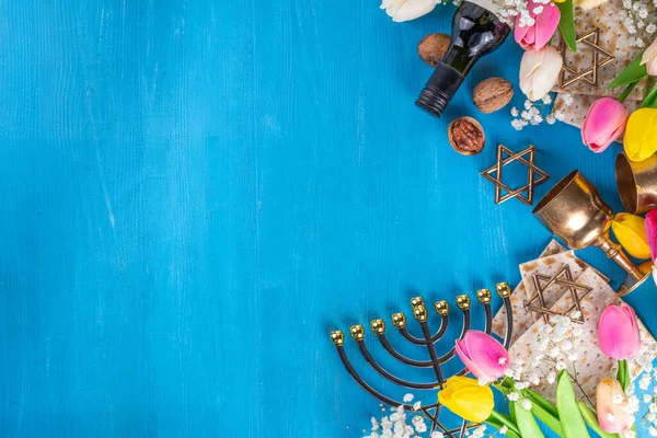 Passover Pesah Background Jewish Easter Passover Spring Holiday Celebration Accessories — Stockfoto