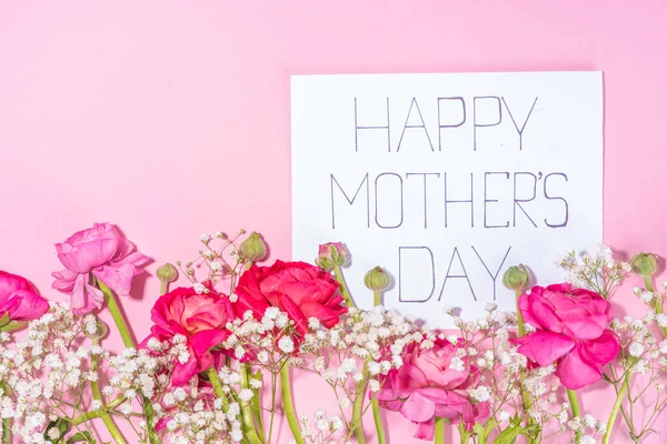 Carte Vœux Journée Des Mamans Fond Invitation Bouquet Printemps Belle — Photo