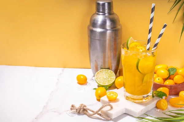 Kumquat Lemonade Drink Non Alcohol Citrus Cocktail Kumquat Fruit Slices — Fotografia de Stock
