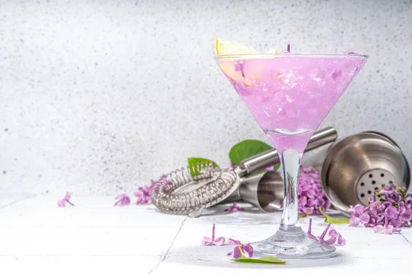 Lilac Drink Alternativní Organický Přírodní Daikiri Koktejl Nebo Mocktail Infuzní — Stock fotografie