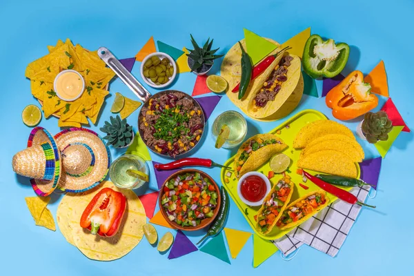 Cinco Mayo Partymat Mexikansk Semester Cinco Mayo Traditionella Rätter Snacks — Stockfoto