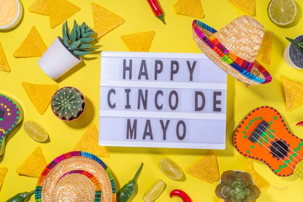 Mexikanska Cinco Mayo Semester Bakgrund Med Mexikanska Kaktus Nachos Chips — Stockfoto