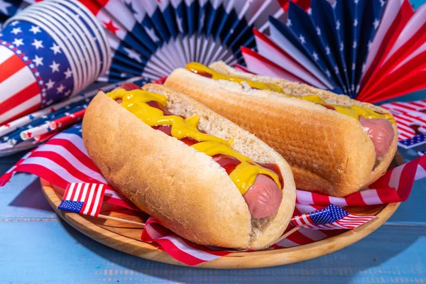 Usa Patriotic Picnic Holiday Hot Dogs American Patriotic Hot Dog Stock Image
