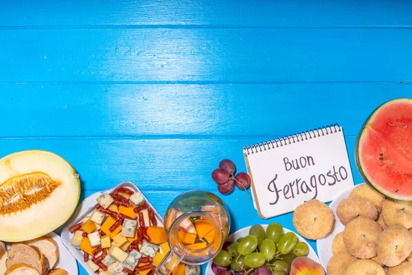 Buon Ferragosto Glücklich Italienischer Sprache Urlaub Hintergrund Sommer Italienisches Erntedankfest — Stockfoto
