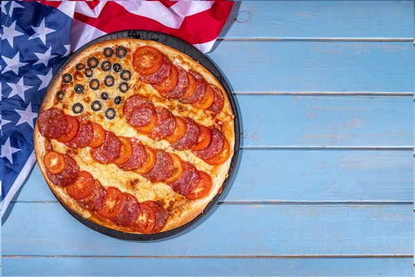 July 4Th Holiday Party Pizza Fourth July Patriotic Independence Day — Stock Photo, Image