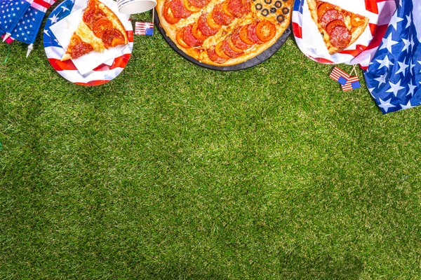 Luglio Festa Festa Pizza Luglio Giorno Dell Indipendenza Patriottica Cibo — Foto Stock