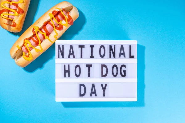 National Hot Dogs Day Background Hotdog Summer Party Festival Foods — Stock Photo, Image