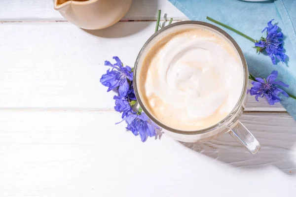 Chicory Herbal Coffee Latte Cappuccino Drink Whipped Non Dairy Milk — Stock Photo, Image
