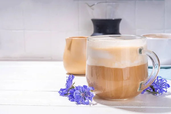 Chicory Herbal Coffee Latte Cappuccino Drink Whipped Non Dairy Milk — Stock Photo, Image