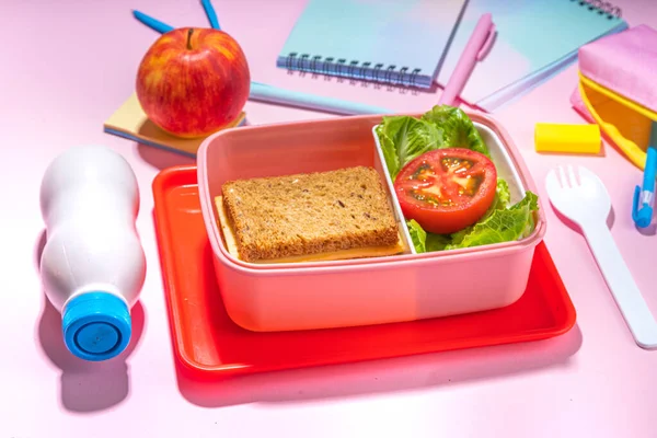 Healthy School Meal Back School Concept Children Packed Lunch Box — Stockfoto