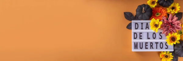 ディア ムエルト フラット メキシコ デッド ホリデー バックグラウンド フォール ブラック オレンジ — ストック写真