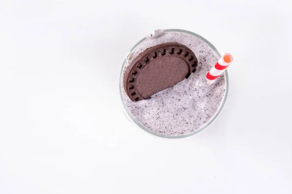 Biscotti Crema Milkshake Frullato Cioccolato Oreo Biscotti Con Crema Alla — Foto Stock