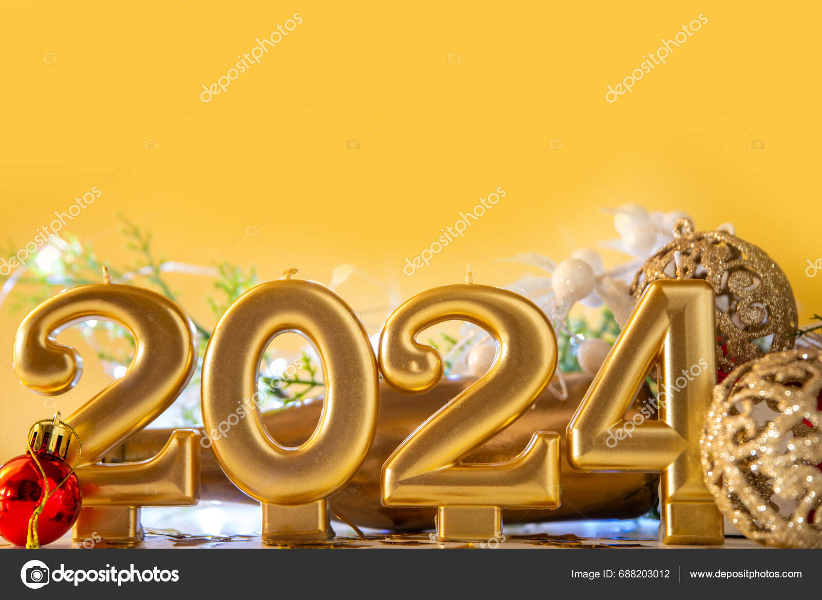 2024 New Year Holiday Background Numbers 2024 Gift Box Christmas Stock