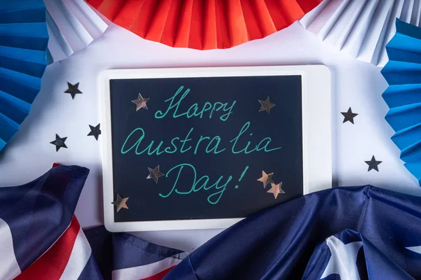 Australia Day Greeting Card Background Australian Flag Silver Stars Text — Stock Photo, Image