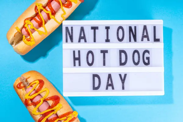 National Hot Dogs Day Background Hotdog Summer Party Festival Foods — Stock Photo, Image