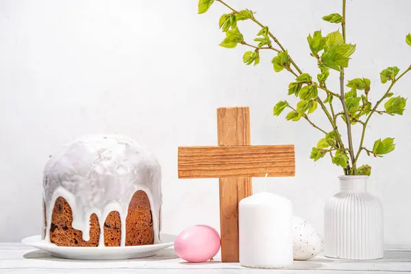 Easter Orthodox Catholic Christian Holiday Background Wooden Cross Symbol Religion Stock Photo