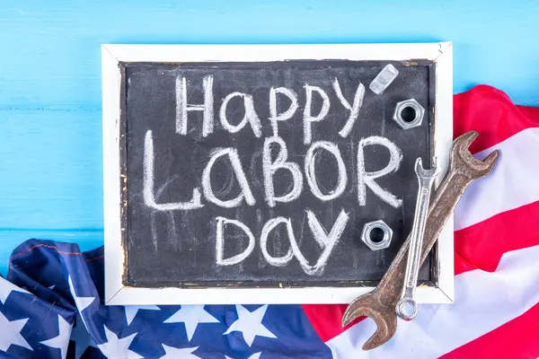 American National Patriotic Workers Feliz Día Del Trabajo Fondo Vacaciones Fotos De Stock
