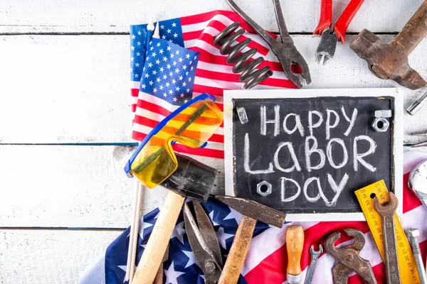 American National Patriotic Workers Feliz Día Del Trabajo Fondo Vacaciones Imagen De Stock