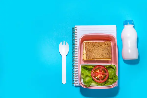 Healthy School Meal Back School Concept Children Packed Lunch Box ストック写真