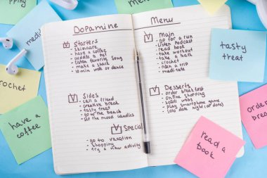 Dopamin Menüsü DHD beyninizi uyarır, günlük mutluluk ve serotonin dozunu artırır, dopamin seviyesini doğal olarak yükselten zevkli, sağlıklı alışkanlıklar ve aktivite fikirleri listesidir.