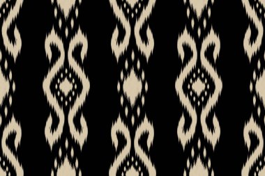 Geometrik etnik desensiz doğulu. Motif etnik el yapımı soyut ikat sanatı. Aztek süsü izi. Boho renksiz duvar kağıdı. Arkaplan, perde, halı, duvar kağıdı, giysi tasarımı