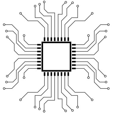 Düz işlemci, Mikro Elektronik Devre vektör arkaplanı.