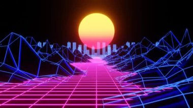 Geleceğin Sentetik Dalgası Günbatımının Günbatımı Sinek Döngüsü Arkaplanı